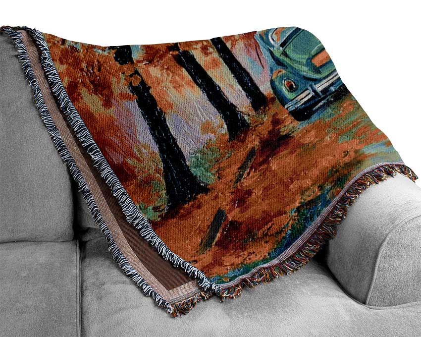 Vw Beatle In Autumn Woven Blanket