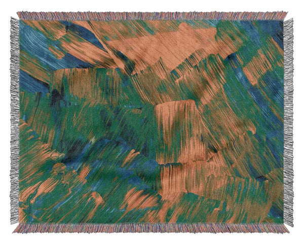 Green On Yellow Flat Brush Trokes Woven Blanket