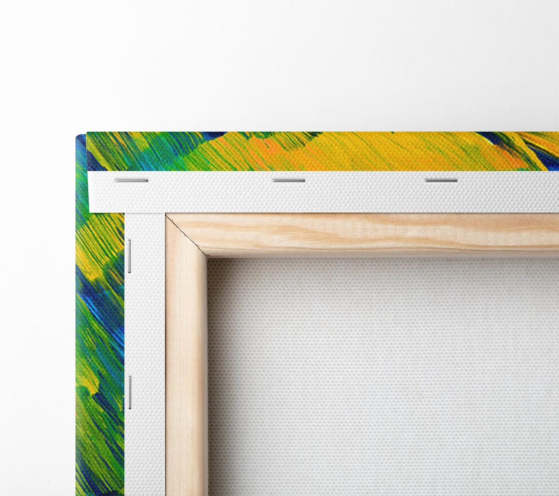 Picture of Green On Yellow Flat Brush Trokes Canvas Print Wall Art