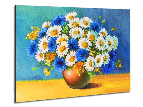 Die Vase mit Gänseblümchen