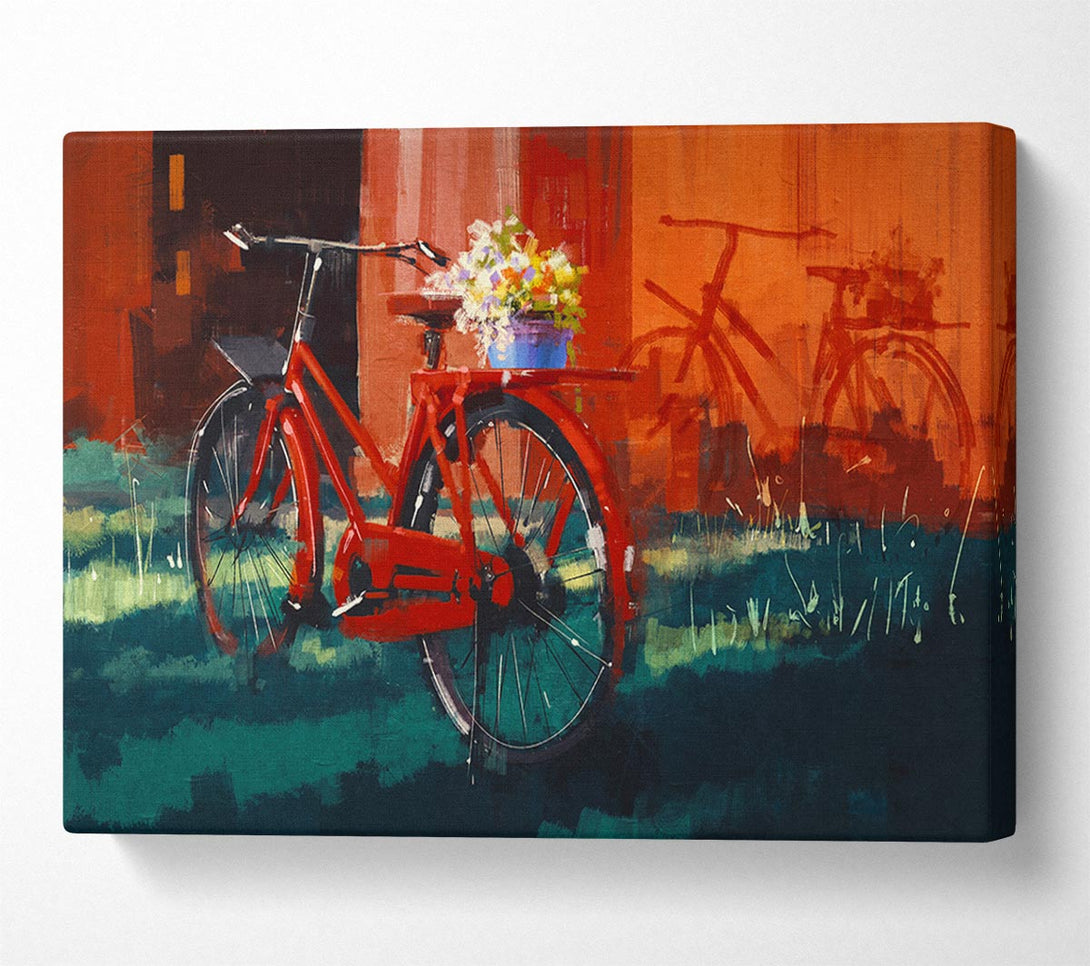 Picture of The Red Bike In Amsterdam Canvas Print Wall Art