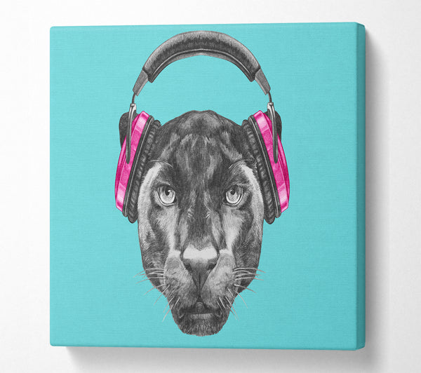 A Square Canvas Print Showing Headphone Jaguar Dj Square Wall Art