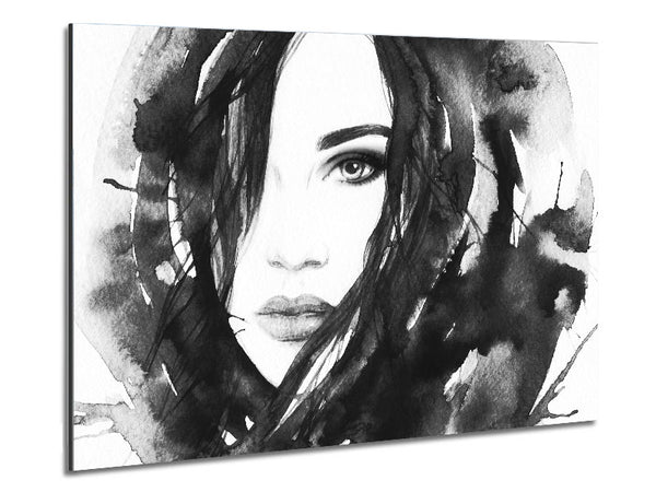 Schwarz-Weiß-Aquarell-Gesicht