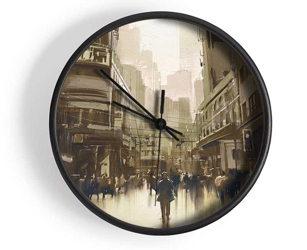 Walking Through The Sepia Town Clock - Wallart-Direct UK