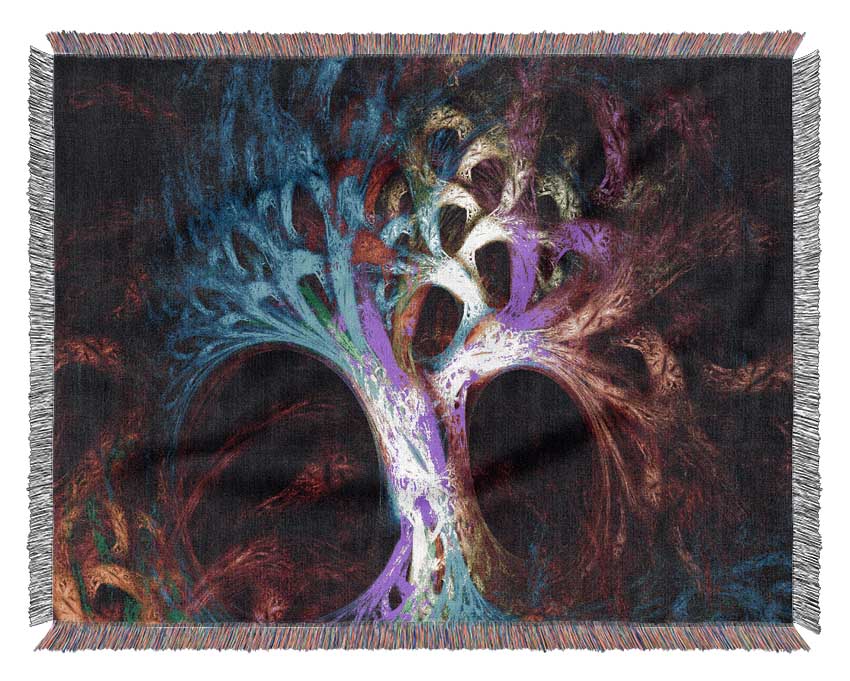 The Tree Of Life In Colour Woven Blanket