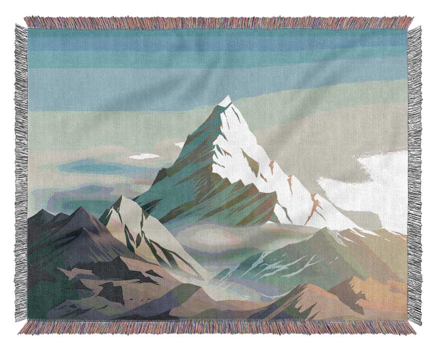 On Top A Mountain Peak Digital Woven Blanket