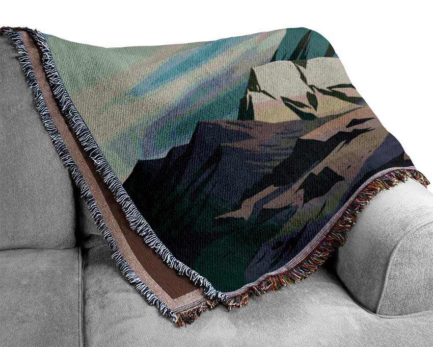 On Top A Mountain Peak Digital Woven Blanket