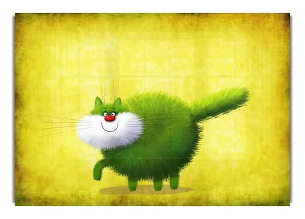Die grüne, flauschige Katze