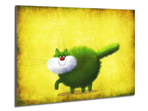 Die grüne, flauschige Katze
