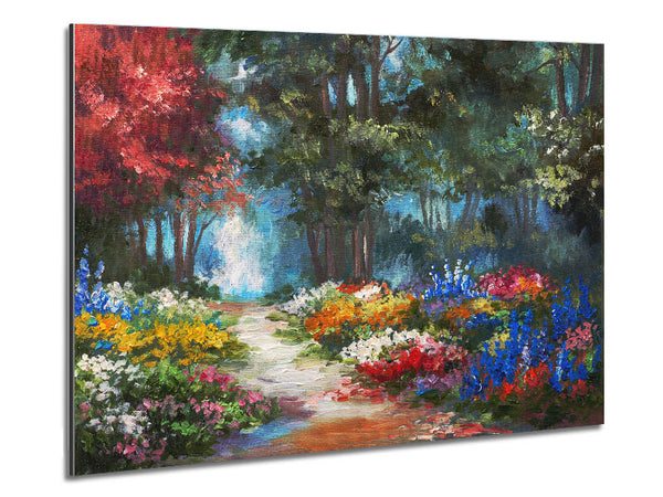 Flowers Leading Into The Forest Metal Print