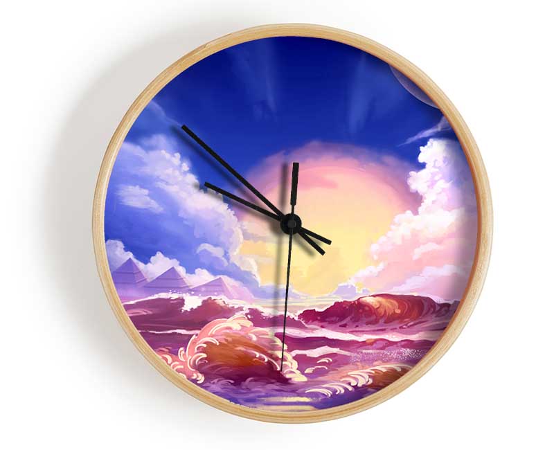 Sunset Over The Ocean Crash Clock - Wallart-Direct UK