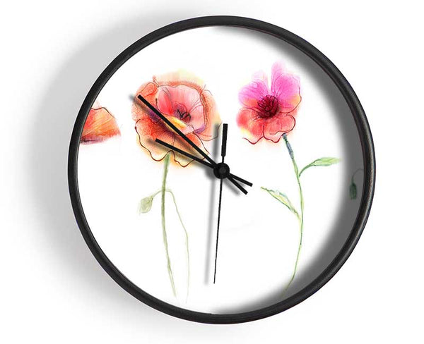 Four Pretty Flowers Clock - Wallart-Direct UK