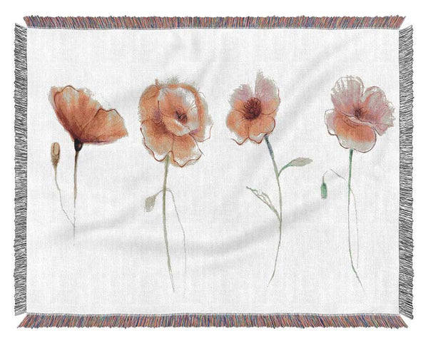 Four Pretty Flowers Woven Blanket