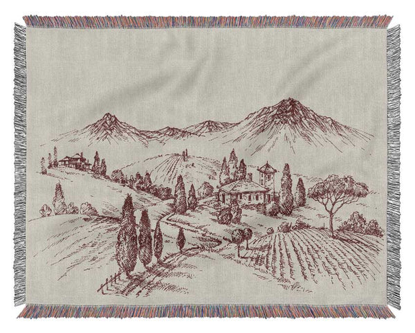 The Sepia Mountain Range Woven Blanket