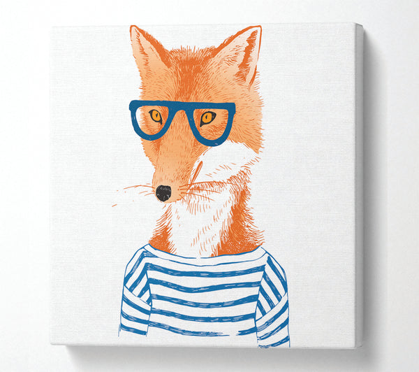 A Square Canvas Print Showing The Nerd Fox Square Wall Art