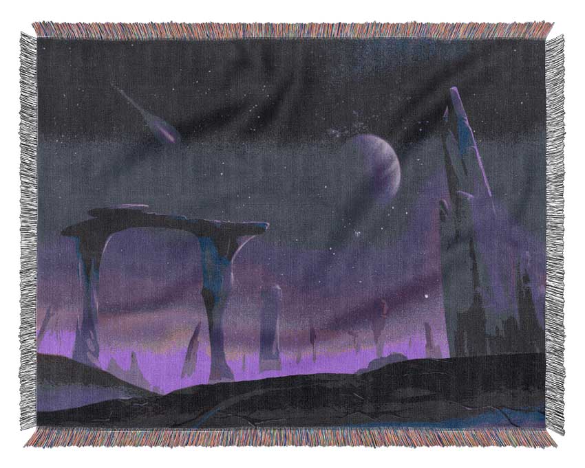 The Purple Planet Woven Blanket