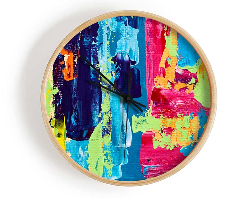 Vibrant Patchwork Blobs Clock - Wallart-Direct UK