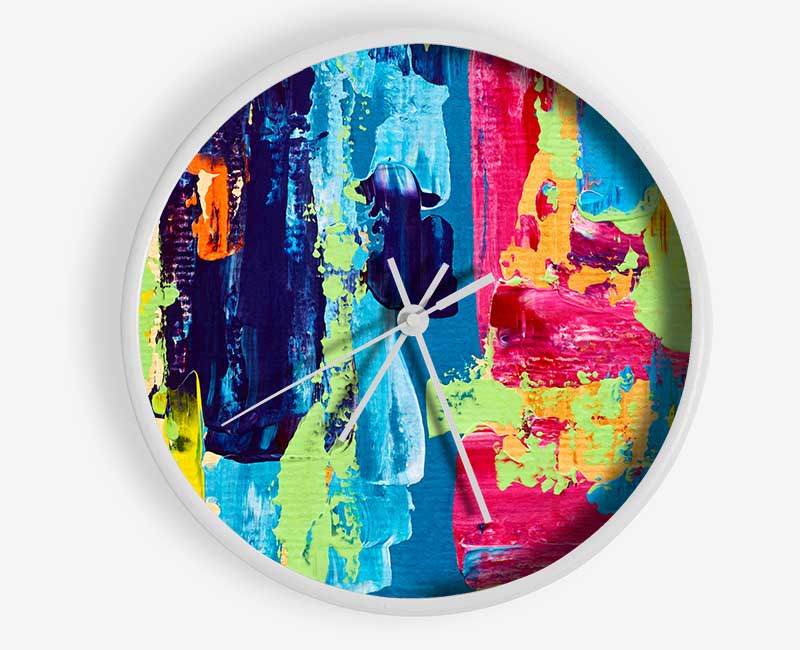 Vibrant Patchwork Blobs Clock - Wallart-Direct UK