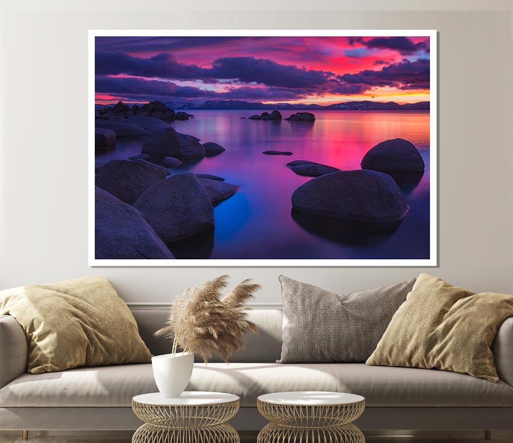 Big Round Stones In The Sand Print Poster Wall Art