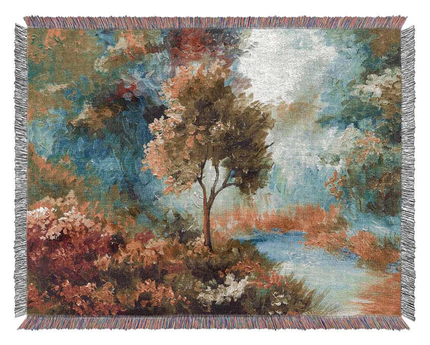 The Tree In The Beautiful Woodland Woven Blanket