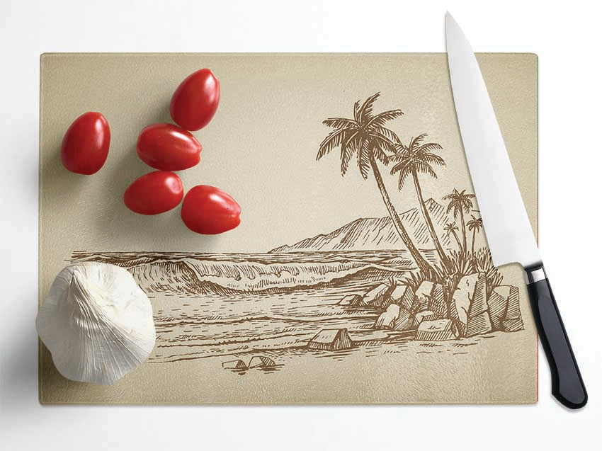 The Sepia Beach Glass Chopping Board