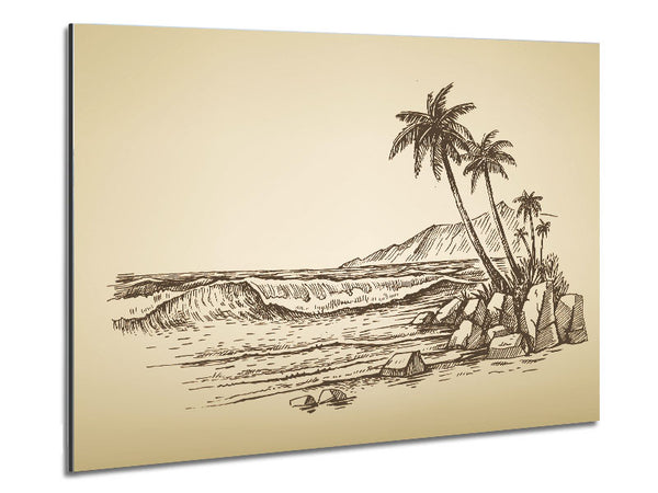 The Sepia Beach Metal Print