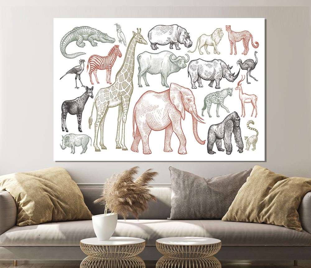 The Animal Kingdom Sketch Print Poster Wall Art