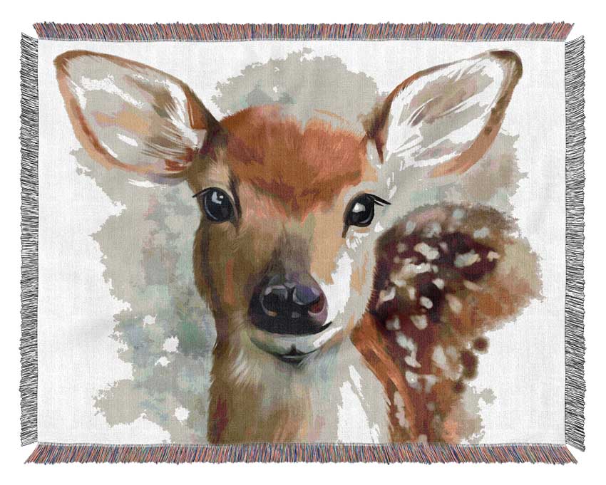 Watercolour Pretty Deer Woven Blanket