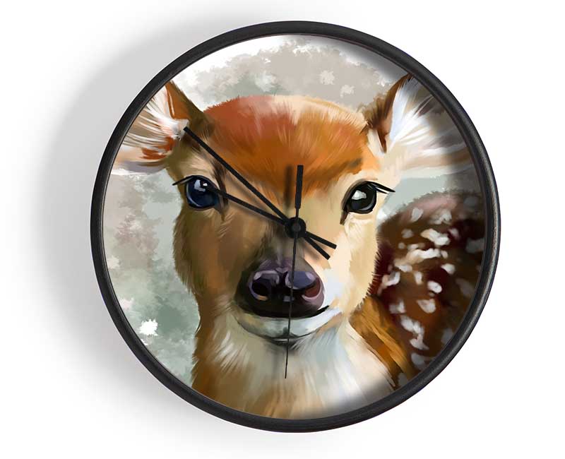 Watercolour Pretty Deer Clock - Wallart-Direct UK