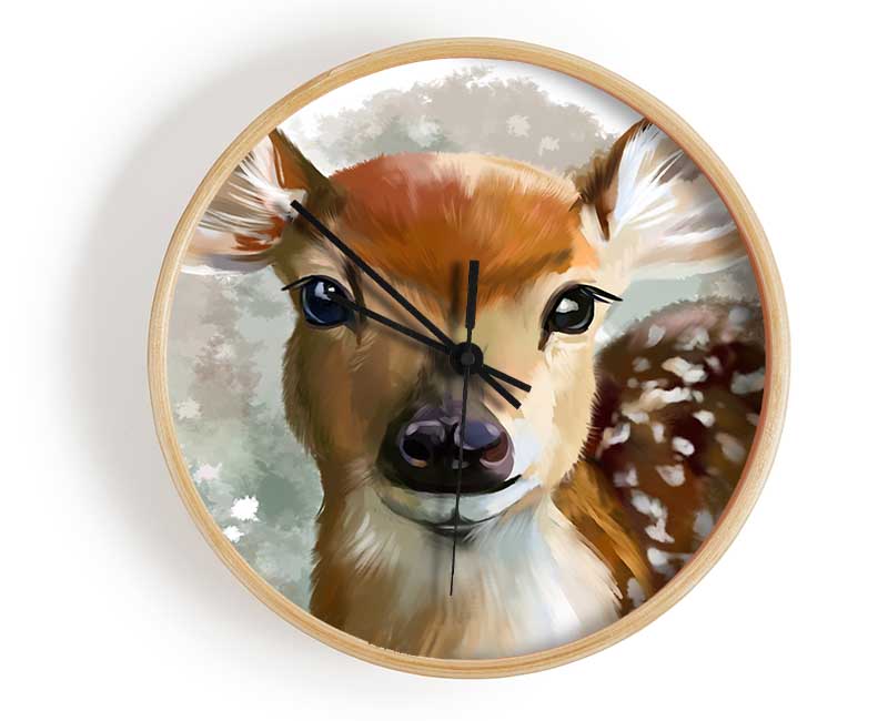 Watercolour Pretty Deer Clock - Wallart-Direct UK