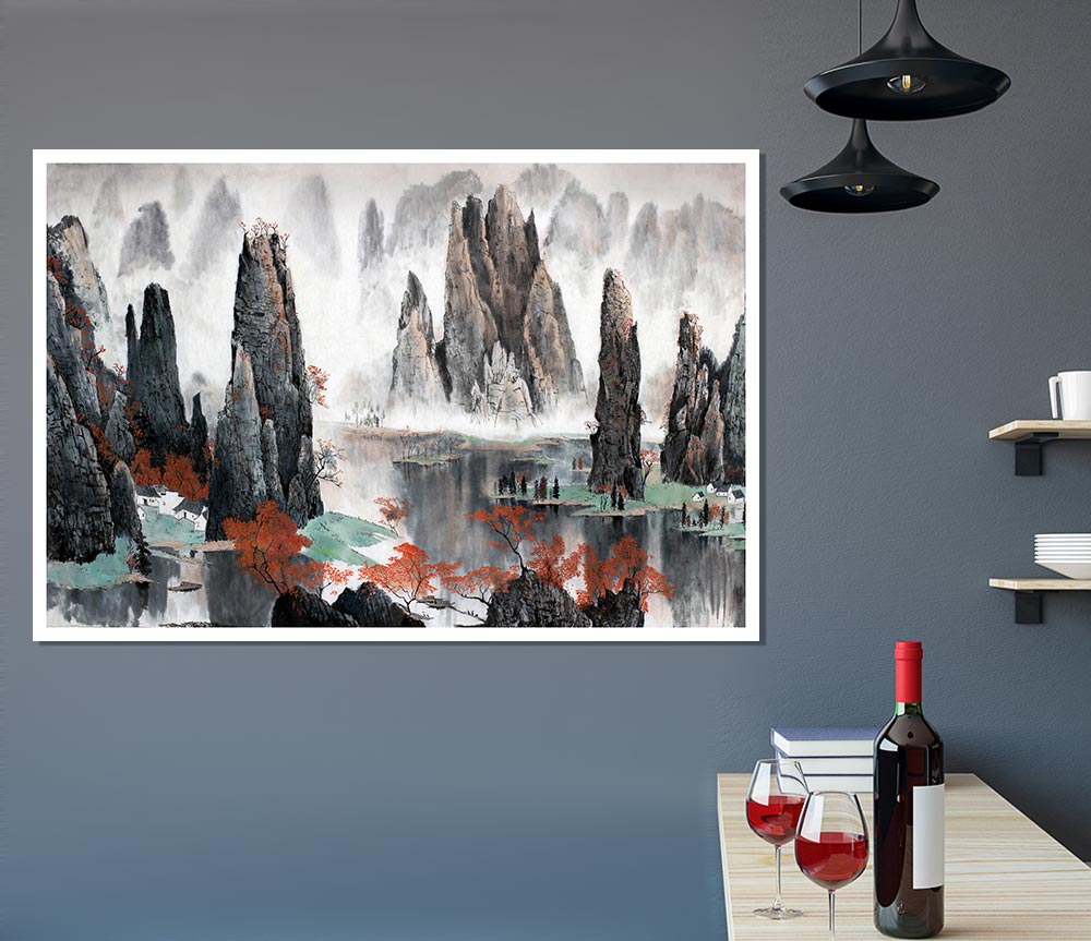 Tall Rock Structures In The Valley Print Poster Wall Art