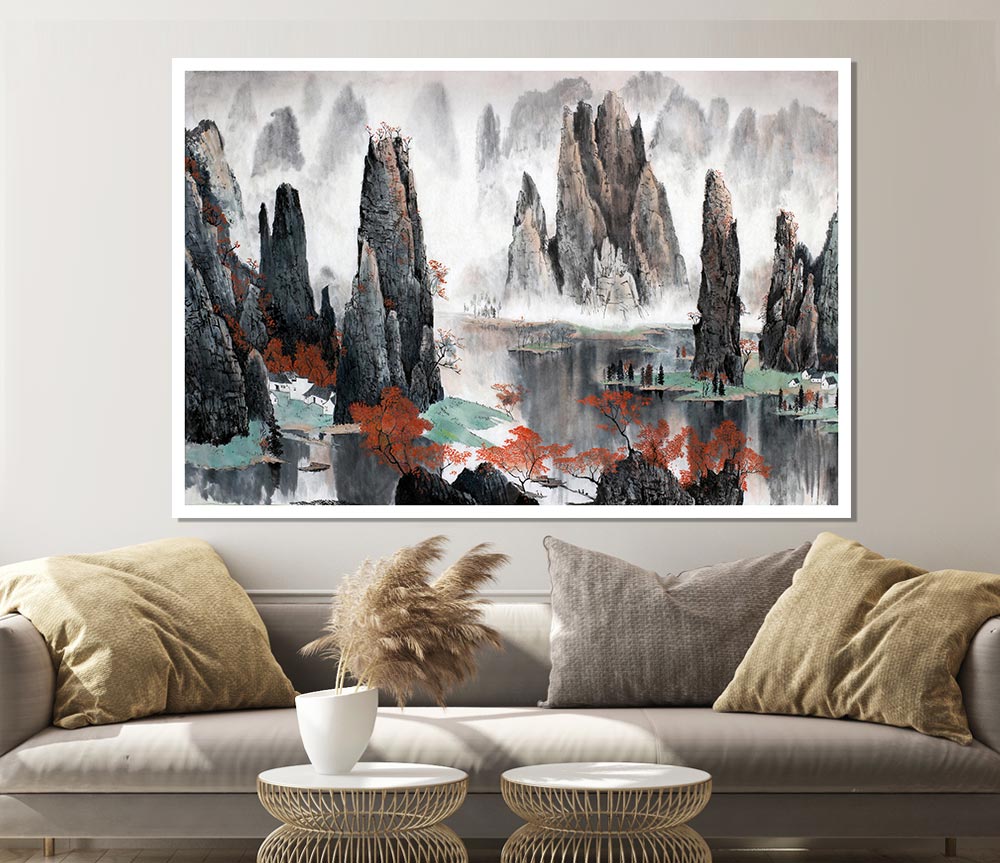 Tall Rock Structures In The Valley Print Poster Wall Art