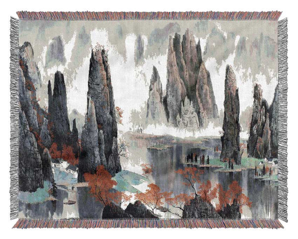 Tall Rock Structures In The Valley Woven Blanket