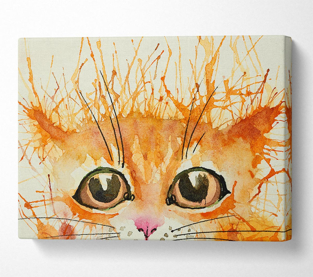 Picture of Watercolour Ginger Cat Splat Canvas Print Wall Art