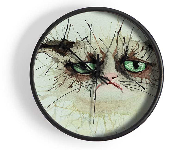 Grumpy Cat Watercolour Splat Clock - Wallart-Direct UK