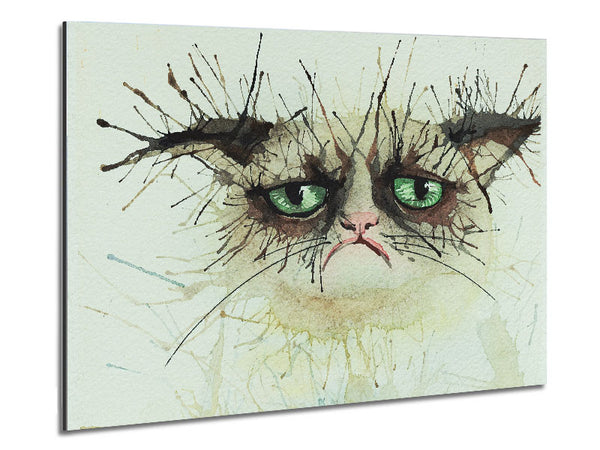 Grumpy Cat Watercolour Splat Metal Print