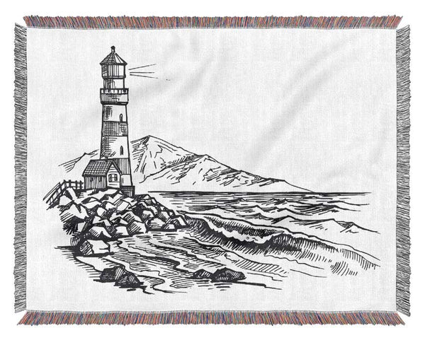 The Lighthouse On The Coast Woven Blanket