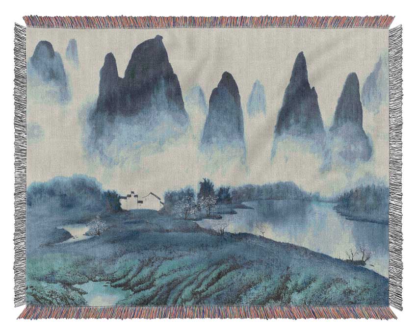 Tall Rock Mountain Mist Woven Blanket