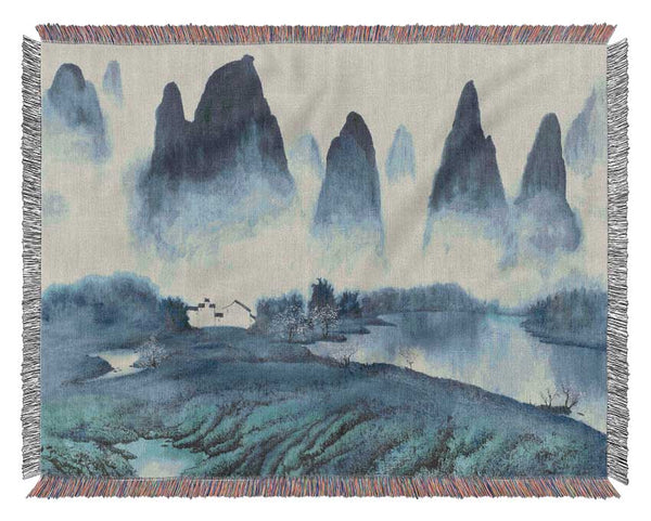 Tall Rock Mountain Mist Woven Blanket