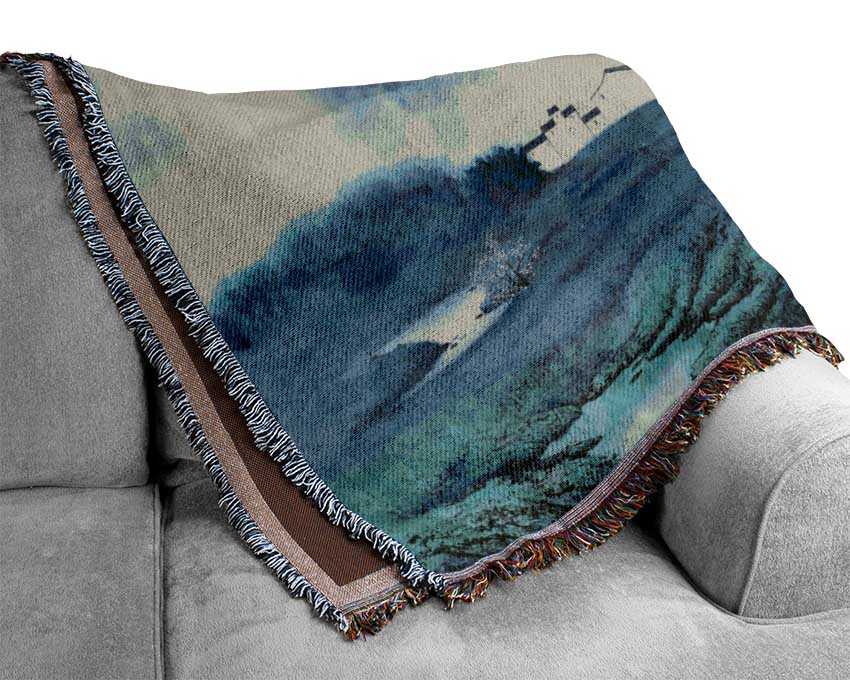Tall Rock Mountain Mist Woven Blanket