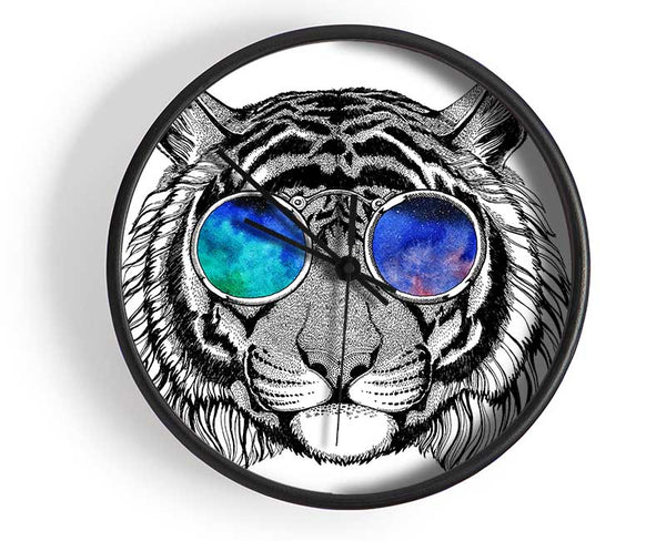 Glasses On A Tiger Hipster Clock - Wallart-Direct UK