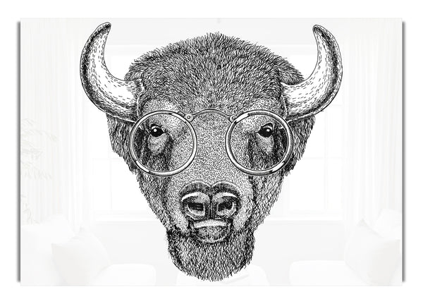 Brille auf einem Bison