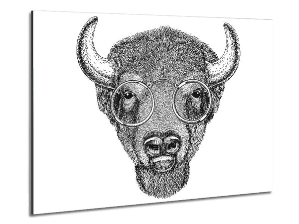 Glasses On A Bison Metal Print