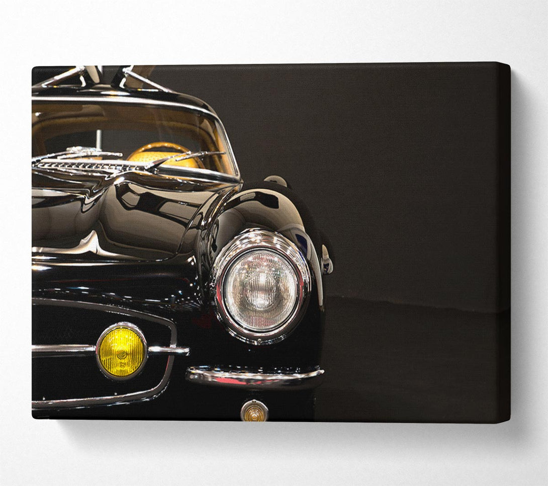 Picture of Classic Car Headlight Black Canvas Print Wall Art