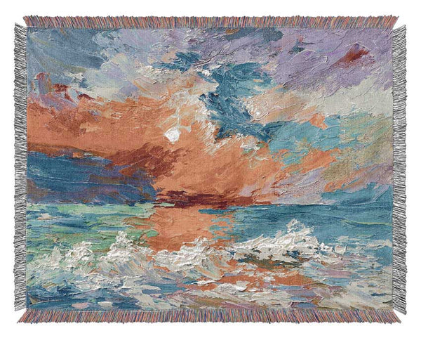 Stunning Sunset Explosion Woven Blanket