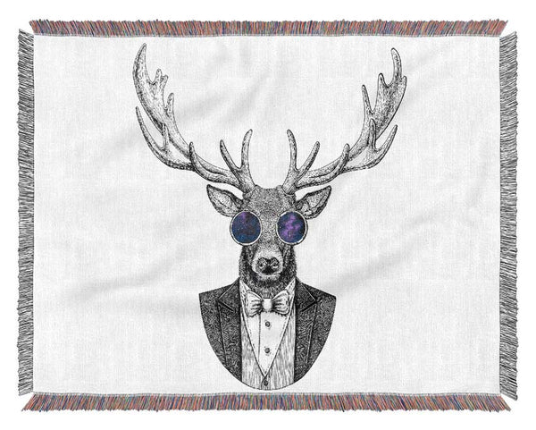 Glasses Deer Woven Blanket