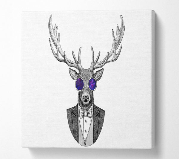 A Square Canvas Print Showing Glasses Deer Square Wall Art