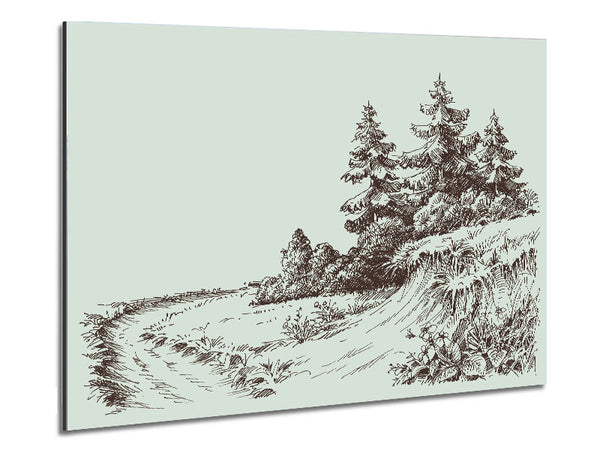 Sketch Of The Canadian Pines Metal Print