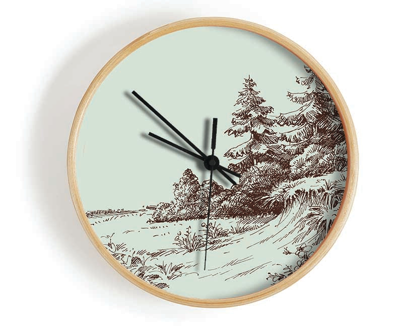 Sketch Of The Canadian Pines Clock - Wallart-Direct UK