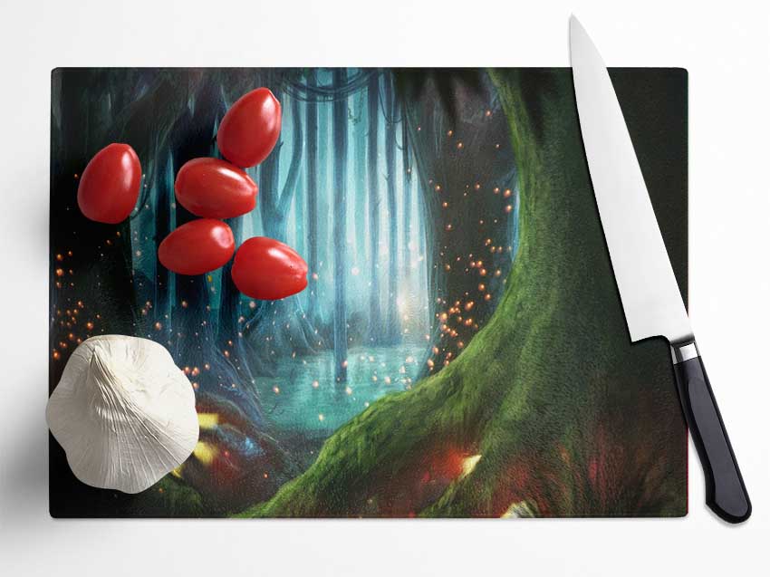 Magical Forest Orbs Glass Chopping Board